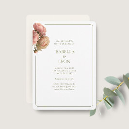White & Olive | Blush Rose Wedding Invitation 招待状