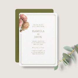 White & Olive | Blush Rose Wedding Invitation 招待状