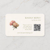 White & Olive | Chic Rose Wedding RSVP QR Code エンクロージャーカード (正面)