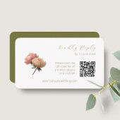 White & Olive | Chic Rose Wedding RSVP QR Code エンクロージャーカード