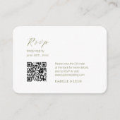 White & Olive | Chic Simple Scrpt QR Code Wedding エンクロージャーカード (正面)