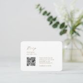 White & Olive | Chic Simple Scrpt QR Code Wedding エンクロージャーカード (スタンド正面)