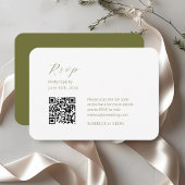 White & Olive | Chic Simple Scrpt QR Code Wedding エンクロージャーカード