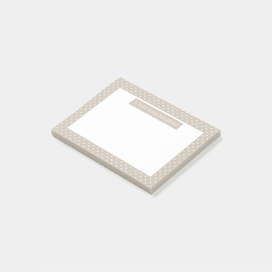 White On Beige Polka Dots Pattern Custom Text ポストイット (アングル)