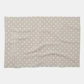 White On Beige Polka Dots Pattern With Custom Name キッチンタオル (横)