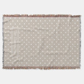 White On Beige Polka Dots Pattern With Custom Name スローブランケット (正面)