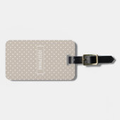 White On Beige Polka Dots Pattern With Custom Name ラゲッジタグ (正面横)