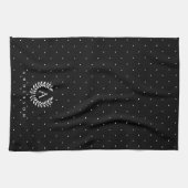 White On Black Laurel Monogram Polka Dot Pattern キッチンタオル (横)