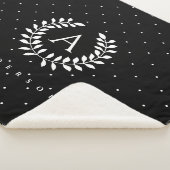 White On Black Laurel Monogram Polka Dot Pattern シェルパブランケット (3/4)