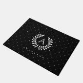 White On Black Laurel Monogram Polka Dot Pattern ドアマット (アングル)