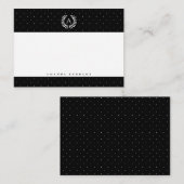White On Black Laurel Monogram Polka Dot Pattern ノートカード (正面/裏面)