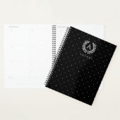 White On Black Laurel Monogram Polka Dot Pattern プランナー手帳 (ディスプレー)