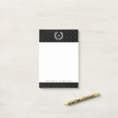 White On Black Laurel Monogram Tiny Polka Dots ポストイット (デスク上)