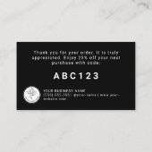 White On Black Minimalist Small Business Thank You 名刺 (裏面)