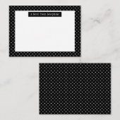 White On Black Polka Dots Pattern Custom Text ノートカード (正面/裏面)