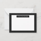White On Black Polka Dots Pattern Custom Text ノートカード (正面)