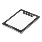 White On Black Polka Dots Pattern Custom Text ノートパッド (回転)