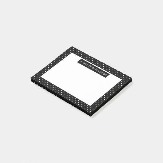 White On Black Polka Dots Pattern Custom Text ポストイット (アングル)