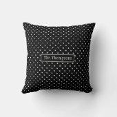 White On Black Polka Dots Pattern With Custom Name クッション (裏面)