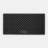 White On Black Polka Dots Pattern With Custom Name デスクマット (正面)