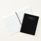 White On Black Polka Dots Pattern With Custom Name ノートブック (内部)