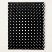 White On Black Polka Dots Pattern With Custom Name プランナー手帳 (裏面)