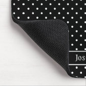 White On Black Polka Dots Pattern With Custom Name マウスパッド (コーナー)