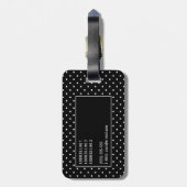 White On Black Polka Dots Pattern With Custom Name ラゲッジタグ (裏面縦)