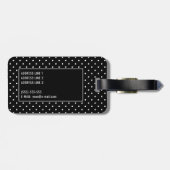 White On Black Polka Dots Pattern With Custom Name ラゲッジタグ (裏面横)