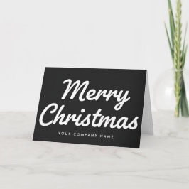 White on Black Retro Script Merry Christmas シーズンカード
