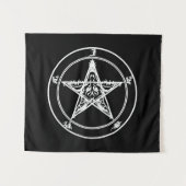 White on Black Satanic Altar Tapestry タペストリー (正面(横))