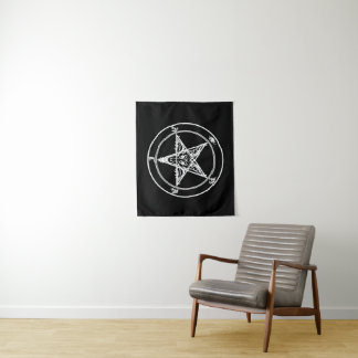 White on Black Satanic Altar Tapestry タペストリー