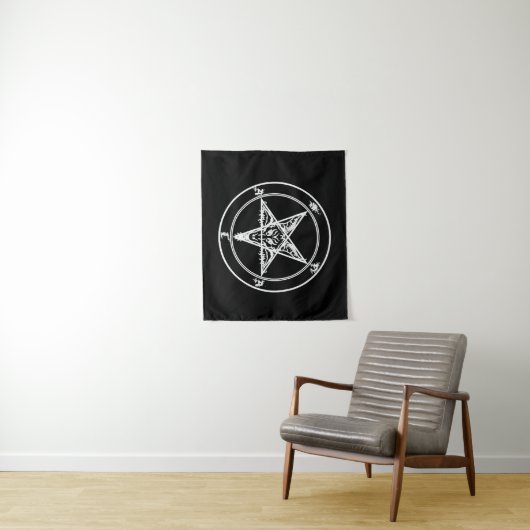 White on Black Satanic Altar Tapestry タペストリー (インサイチュ)