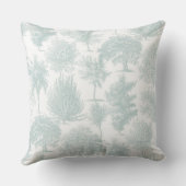 White on Blue Woodland Toile Throw Pillow クッション (裏面)