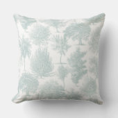 White on Blue Woodland Toile Throw Pillow クッション (正面)