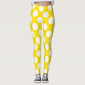White On Yellow Polka Dot Leggings レギンス (正面)