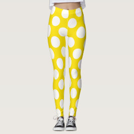White On Yellow Polka Dot Leggings レギンス