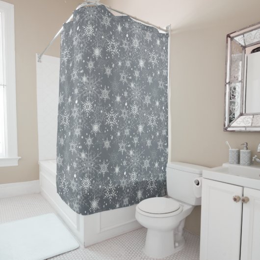 White openwork snowflakes shower curtain シャワーカーテン (インサイチュ)