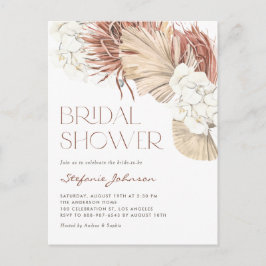 White Orchid and Dried Palm Boho Bridal Shower インビテーションポストカード