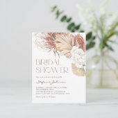 White Orchid and Dried Palm Boho Bridal Shower インビテーションポストカード (スタンド正面)