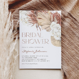 White Orchid and Dried Palm Boho Bridal Shower 招待状