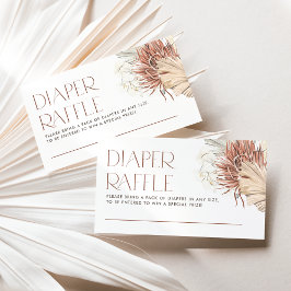 White Orchid and Palm Leaves Boho Diaper Raffle エンクロージャーカード