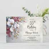 White Orchid Floral 55th Birthday Party 招待状 (スタンド正面)