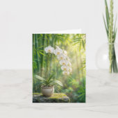 White Orchids and Bamboo Note Card カード (正面)