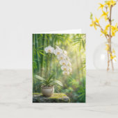 White Orchids and Bamboo Note Card カード (黄色い花)