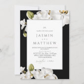 White Orchids Frame Elegant Wedding 招待状 (正面)