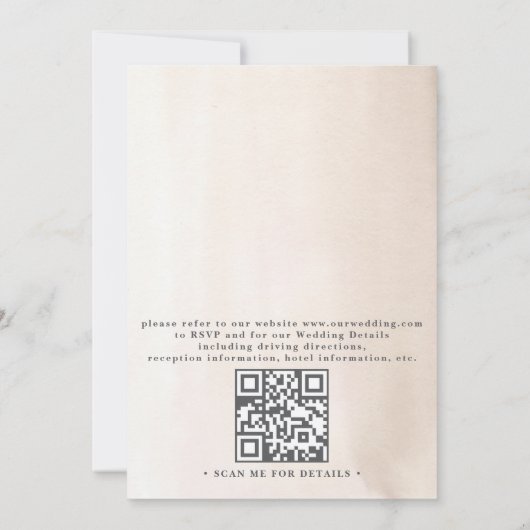 White Orchids Roses Pampas Grass QR Code Wedding 招待状 (裏面)