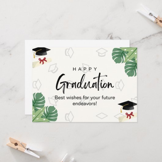 White Organic Graduation カード (正面/裏面インサイチュ)