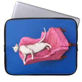 White oriental cat laptop sleeve ラップトップスリーブ