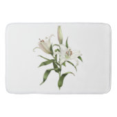 White Oriental Lily Botanical Art バスマット (正面)
